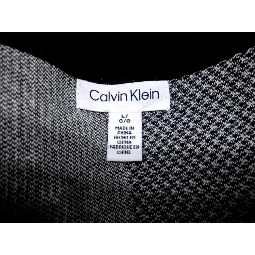 Calvin Klein Buffalo Plaid Cowl Neck Sweater Black White Long Sleeve L / #26843